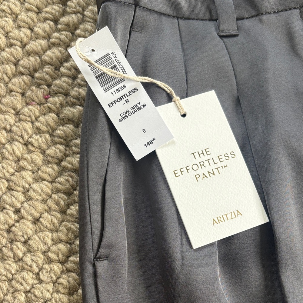 Aritzia “The Effortless Pant” Gray Satin NWT - Picture 2 of 3